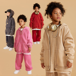 I prodotti più venduti 2024 Logo abiti coordinati per la <span class=keywords><strong>famiglia</strong></span> semplici papà mamma bambini che ispessiscono felpa con cappuccio con cerniera - Product Image 2