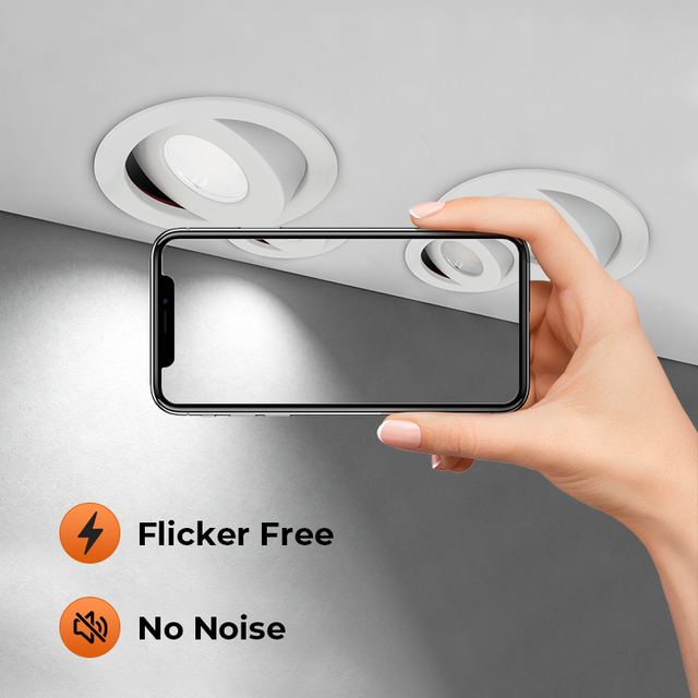 Adjustable Flicker-Free 4 CCT Switchable Dimmable LED Downlight 4W/6W Slim Bezel Recessed Ceiling Light European Home Office