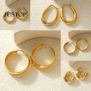 JUSTOP Spot Portfolio Juego de Pendientes de Acero Inoxidable Impermeables, Aros Gruesos, Chapados en Oro de 18K, con Diseño de Nudo, Joyería de Moda de Tendencia, Resistente al Deslustre - Product Image 6