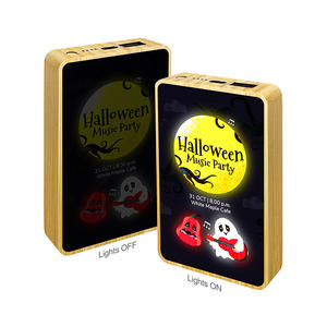 Banco de Energía de Bambú con Logotipo LED Personalizado, 5000mAh, Ecológico, Portátil, Carga USB de 10W - Product Image 1