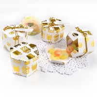 Boîte à bonbons en feuille d'or de luxe de mariage, sac cadeau, ruban, boîte à bonbons pliable écologique, Mini boîte en papier d'emballage de chocolat, vente en gros