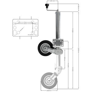 <span class=keywords><strong>Roue</strong></span> <span class=keywords><strong>jockey</strong></span> semi-<span class=keywords><strong>automatique</strong></span> robuste 60mm 400kg Charge maximale 220x65mm Montage direct sur bride | Stabilisateur de caravane et de remorque - Product Image 2