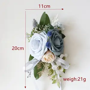 Coréen bleu PE rose mariage demoiselle d'honneur soeurs corsage poignet fleur