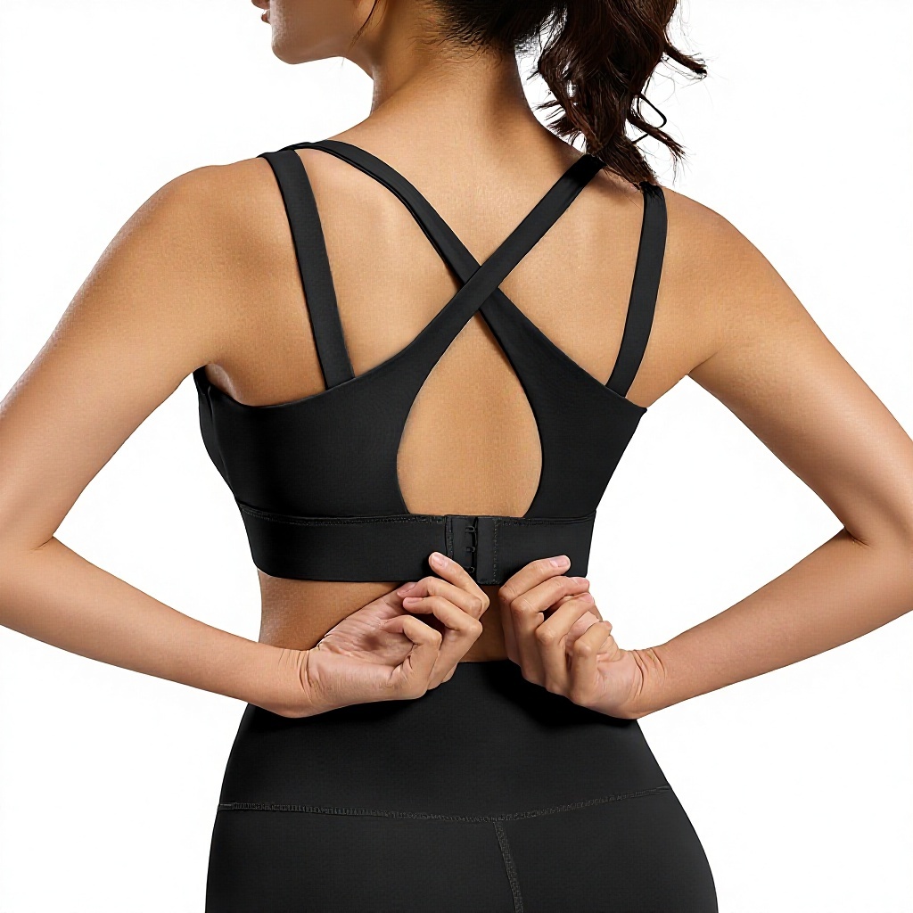 Women Shockproof Yoga Bra Front Logo High Strength Medium Support Adjustable Shoulder Strap Sports Underwear Wholesale