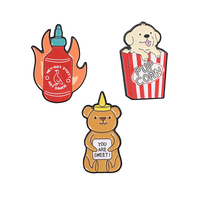 Broche en émail Pupcorn Popcorn Puppy Snack, motif 'You Are Sweet Honey Bear', bouteille de sauce piquante, jeu de mots sur le thème de la nourriture, badge, bijoux, cadeaux