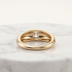 Lab Grown Diamond Signet <b>Ring</b> 14K 18K Solid Gold Bezel <b>Set</b> Round Cut Custom Wedding Band for Women <b>Men</b> - Product Image 2