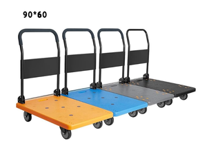 Steel Foldable <b>Portable</b> Industrial Platform Hand Cart Four-Wheel Warehouse <b>Trolley</b> Detachable Cargo Transport Hand Truck - Product Image 2
