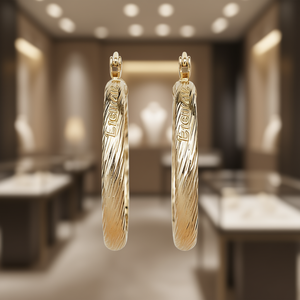 Lienne Boucles d'oreilles Golden Hoop en alliage de zinc, style classique, bijoux de mode unisexe E4430 - Product Image 2