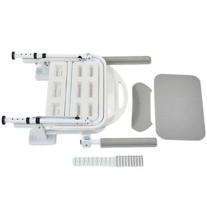 Taburete de ducha plegable montado en la pared con reposabrazos y respaldo para personas mayores y discapacitadas, antideslizante, de acero inoxidable, capacidad de 200 libras - Product Image 2