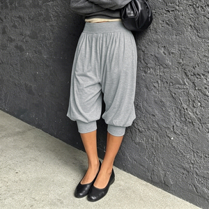 Pantalones Harem Jogger para Mujer, Cintura Media, Elásticos, Ajuste Holgado, Color Sólido, Largura hasta la Rodilla, Estilo Urbano, con Puños, Casuales, de Viscosa - Product Image 3