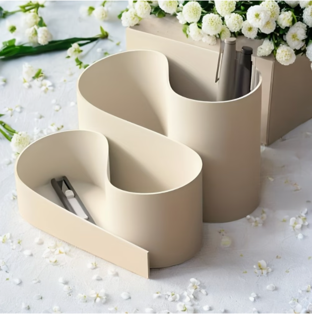 3D Printed Desktop Organizer Box, Plastic Desktop Storage Box with Pen Holder and Memo Tray, Office Stationery