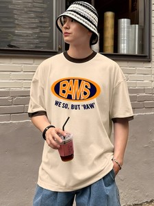 เสื้อยืดคอกลมผ้าคอตตอนไซส์ใหญ่พิเศษพิมพ์ลายพิมพ์ตัวอักษรเสื้อยืดใส่สบายทำด้วยมือสินค้าจำนวนมากตามสั่ง - Product Image 2