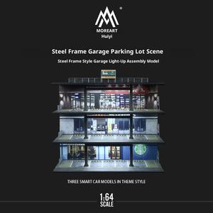 Scène de <span class=keywords><strong>garage</strong></span> américaine 1:64, modèle de parking simulé, stockage de voitures, ornements en plastique, édition légère, emballage en boîte blanche chinoise - Product Image 6