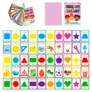 50pcs צבע וצורה כיף פאזל צעצוע כרטיס ילדים גרפיקת דו צדדית גרפיקה חינוכית קוגניציה תינוק הארה מהבהבים כרטיסים