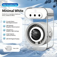 Ventilateur de circulation d'air rechargeable par USB, humidificateur à nano-pulvérisation, purificateur d'air, ventilateur de refroidissement, écran LED, lumière ambiante, intérieur/extérieur