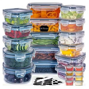 Ensemble de 24 boîtes de conservation scellées de qualité B pour collations, boîte à lunch en plastique de qualité alimentaire avec couvercle en plastique pour la cuisine et le bureau - Product Image 1