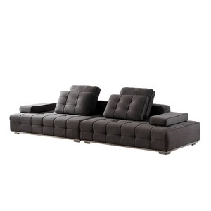 Sofá italiano minimalista Lawrence de tela gris mate resistente a los arañazos, recto, de 3-4 plazas para sala de estar - Product Image 1
