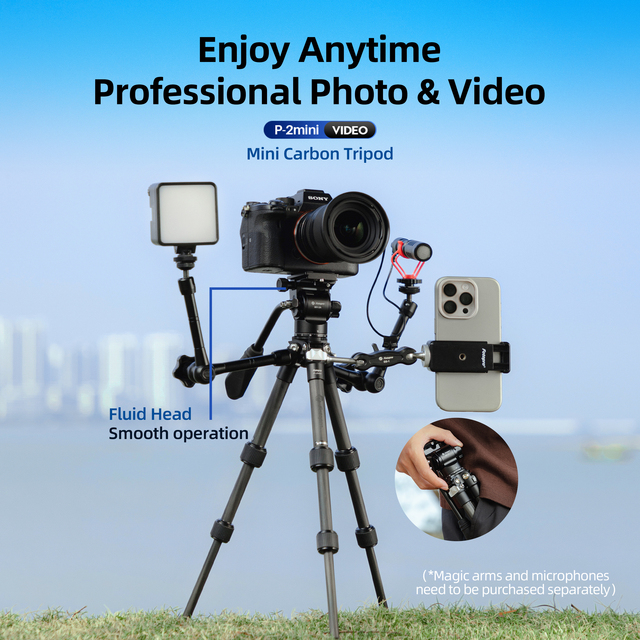 Fotopro Flexible Carbon Fiber Mini Tripod 360 Ball Head Portable Travel Table Tripod for DSLR Camera