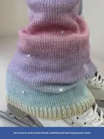 LA CICOGNA Vêtements de ballet pour filles, couvre-jambes en peluche dégradé couleur bonbon avec strass, couvre-chaussures chauds et tendance
