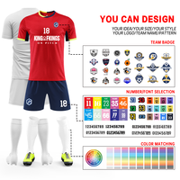 Maillot de football personnalisé par sublimation, doux, vente en gros, maillot de football pour jeunes, haute résistance à l'abrasion