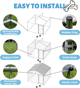 Açık büyük su geçirmez zincir bağlantı köpek Run kulübesi çitler yeni büyük köpek kafesi kapak Tarp ağır Pet House açık hayvan kafesi - Product Image 6