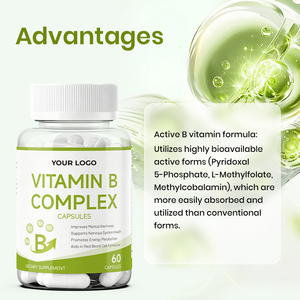 Suplemento de Complejo B con Biotina y Ácido Fólico - Apoyo al Metabolismo y Alivio del Estrés, Sin Gluten, Disponible para Marca Privada OEM - Product Image 3