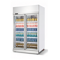 Réfrigérateur commercial à 4 portes vitrées pour boissons, vitrine réfrigérée à refroidissement par air pour supermarchés et magasins de proximité