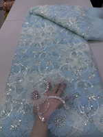 NI.AI 2026 Tissu en dentelle africaine française brodé 3D écologique avec fleurs, perles et sequins pour mariage et fête