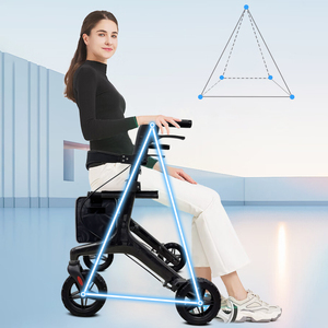 KSM-802 Hospital Grade Physical Therapy Airport Friendly Portable Carbon Fiber <b>Walker</b> Rollator with Connecting Brake Supplier - Product Image 2