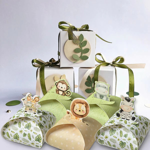Scatole di cartone a forma di animali (tigre/leone/scimmia/zebra) per biscotti, ideali per decorazioni di feste a tema giungla/foresta e confezioni di dolciumi. - Product Image 4