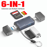 Lector de Tarjetas OTG Portátil 6 en 1 de Alta Calidad y Lector de Tarjetas SD USB-C, Adaptador OTG USB-C con Lector de Tarjetas SD para Teléfono y Portátil
