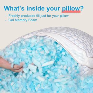 Cooling Gel-infused <strong>Memory</strong> <strong>Foam</strong> <strong>Pillow</strong> <strong>Shredded</strong> <strong>Memory</strong> <strong>Foam</strong> Filled Bamboo Side Sleeper <strong>Pillows</strong> - Product Image 6