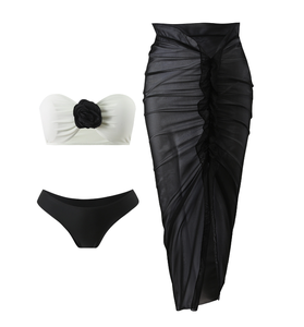 STOCK 2 couleurs <span class=keywords><strong>grande</strong></span> fleur bandeau haut trois pièces <span class=keywords><strong>maillot</strong></span> <span class=keywords><strong>de</strong></span> <span class=keywords><strong>bain</strong></span> Sexy Bikini ensemble plage <span class=keywords><strong>robe</strong></span> en maille - Product Image 5