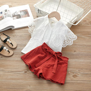 ชุดเสื้อผ้าเด็กขายส่ง เสื้อแขนระบายลูกไม้ ชุดเซ็ทสีขาว - Product Image 5