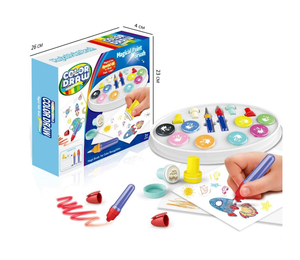 Ensemble de peinture colorée magique, kit d'art avec tampons et pinceaux lavables, jouet de coloriage DIY sûr pour les enfants de 3 ans et plus, pour jouer en extérieur - Product Image 1