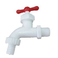 Keran Air Plastik UPVC Putih 1/2" BSP Thread, Tuas T-handle, Pilihan Tuas Pegangan, Keran Air Dinding Luar Ruangan