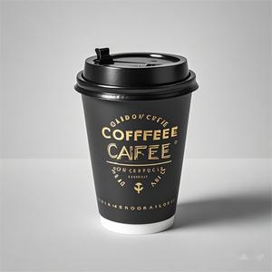 แก้วกาแฟกระดาษเคลือบฟอยล์สีทอง แก้วกาแฟแบบใช้แล้วทิ้ง แก้วกาแฟสองชั้นแบบมีฝาปิด สำหรับซื้อกลับบ้าน - Product Image 5