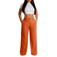 Pantalon Long d'Été XXL en Coton Lin pour Femme, Couleur Unie, Coupe Large, Taille Haute et Style Décontracté