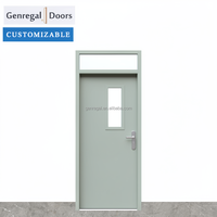 Porte intérieure battante pré-montée en acier avec verre isolant et isolation phonique, surface finie pour écoles et hôpitaux