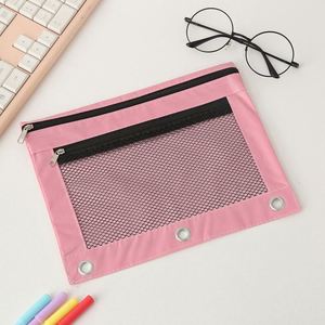 Bolsa para lápices con 3 anillas coloridas al por mayor con cremallera, opción de logotipo personalizado, tamaño de 25x19cm, para uso escolar y de oficina - Product Image 4