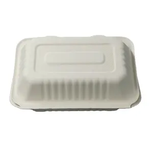 9x6 Biodegradable Microondas Contenedores de alimentos para llevar una sola vez Uso Fiambrera Alimentos Biodegradable Microondas Bento Box