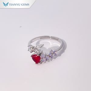 Tianyu Gems Romantic Heart Cut Zircon Copper Ring Women's <b>Sweet</b> Sparkle Fashion Jewelry - Product Image 1