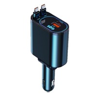 Chargeur de voiture 1-2-4 à charge ultra rapide, câble rétractable PD Type-C OLIVER, adaptateur de conversion pour téléphone