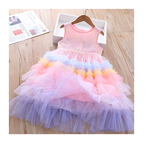Good Selling Summer A-Line Tulle Cake Princess Dresses for Kids <b>Sequined</b> Party Wear With Lace Decoration - Product Image 1