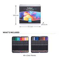 FLOWood – Coffret de 48 crayons de couleur professionnels à base d'huile, personnalisable, en boîte métallique, pour enfants, artistes, dessin et peinture