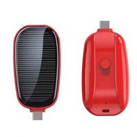 Mini batería externa de llavero de 1200 mAh, cargador desechable de un solo uso, banco de energía solar portátil de emergencia con salida tipo C y micro USB.