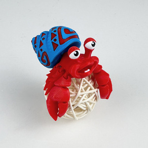 Giocattolo Granchio Ermita di Stampa 3D, Guscio Rosso e Blu, 5 cm, Articolato, Modellino per Bambini - Product Image 3