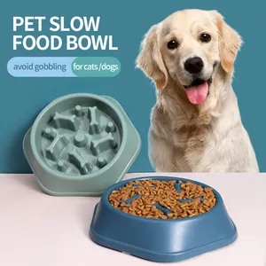 Nova vida de plástico com oito cores, tigela divertida personalizada para comida lenta, comida lenta para cachorro, comida lenta