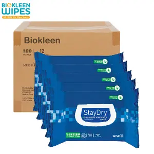 Biokleen OEM Manufacturers 100 Counts 32x20cm FreshFeel Biodegradable Sensitive Disposable Washcloths Wet Wipes Adult Wet Wipes