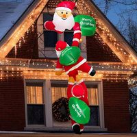 Nouvelle conception de décoration de Noël gonflable amusante, Père Noël grimpeur, lumière intégrée, imperméable, durable, pour fenêtres et gouttières de maison